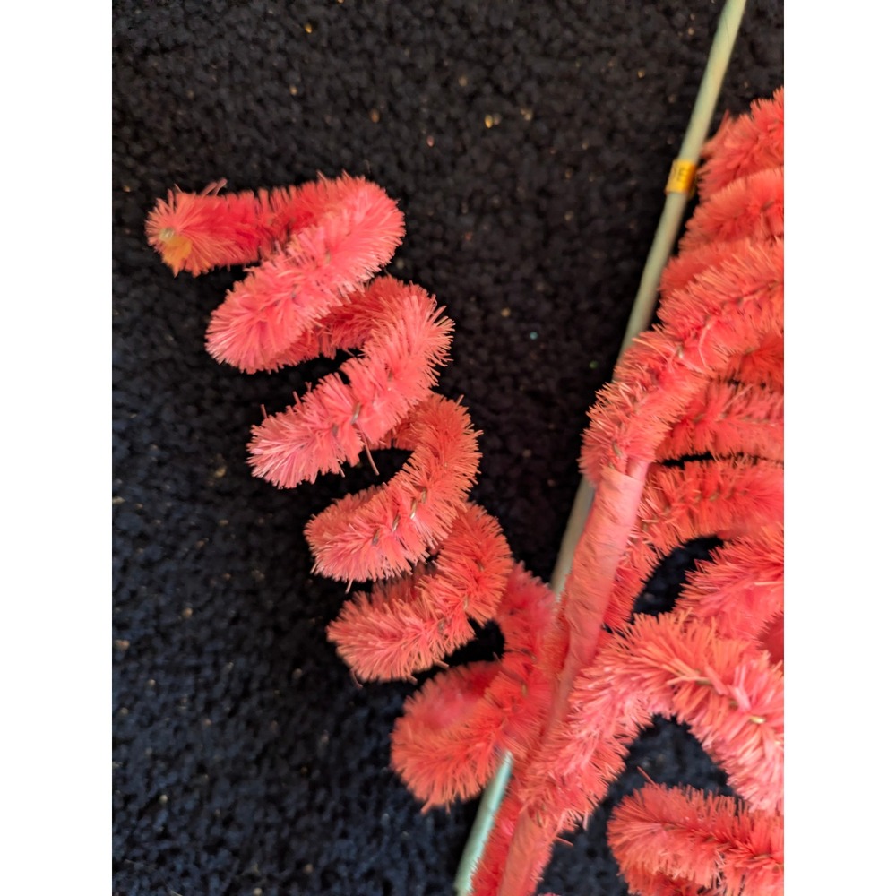 6 Vintage Chenille Spiral Floral Stems Pink Orange Green Beaded Christmas Crafts - Picture 6 of 12